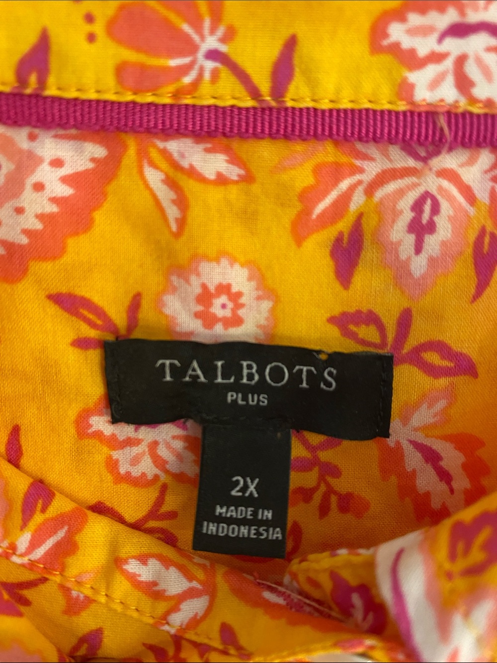 Talbots Plus Floral Button Front Cotton Blouse Botanical Boho Cottagecore 2X - Picture 2 of 10